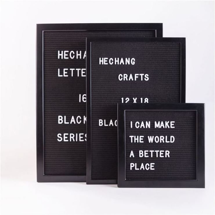 Black Edge Frame Changeable Letterboards Black Framed Peg Felt Letter Board With 3/4 Inch White Plastic Letters