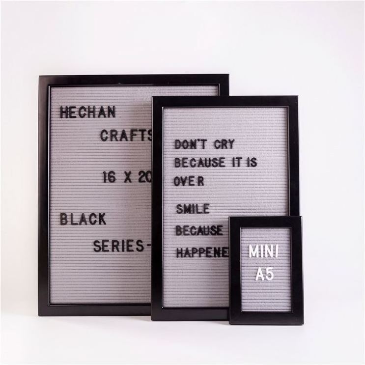 Black Edge Frame Changeable Letterboards Black Framed Peg Felt Letter Board With 3/4 Inch White Plastic Letters