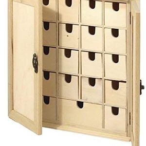 Wooden advent calendar box with 24 Drawers