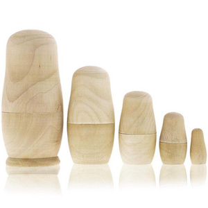 Blank Unpainted Wood Nesting Dolls for DIY Crafts