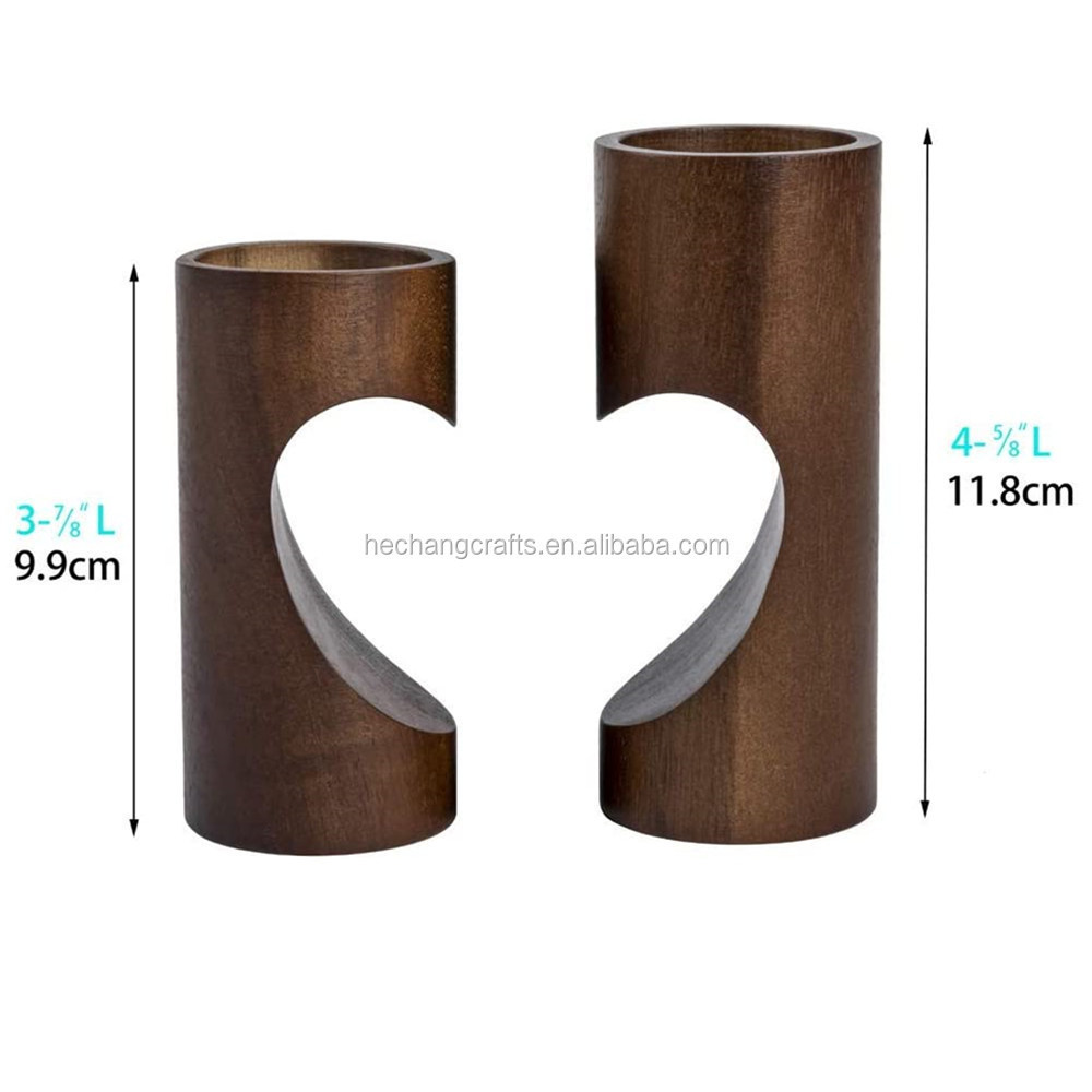 Romantic Tea Light Candle Holders Decorative Wood Tealight Candle Holder Set of 2 Unity Heart Pedestal