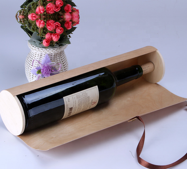 Customized High Quality Wooden Balsa 1 Bottle Wine Gift Packing Box