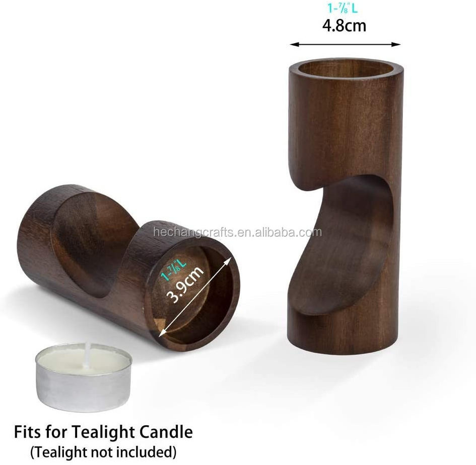 Romantic Tea Light Candle Holders Decorative Wood Tealight Candle Holder Set of 2 Unity Heart Pedestal