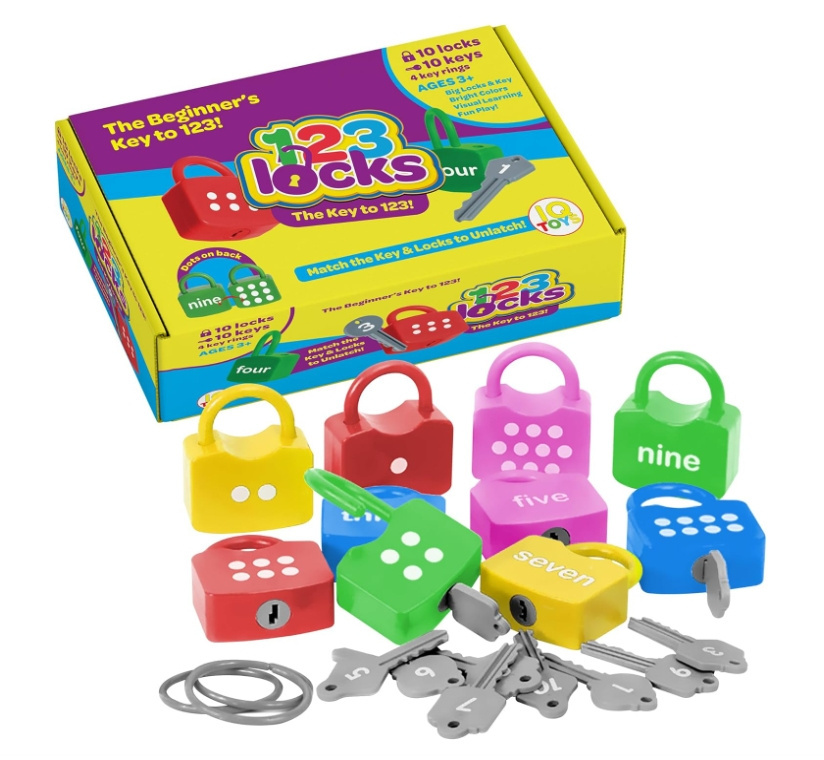 Toys Kids Learning Locks with Keys 123 Dots Numbers Matching and Counting Montessori Educational Toys for Ages 3-5 Boys and Girl