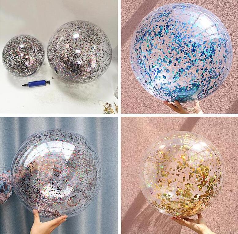 Ball Jumbo Pool Toys Balls Giant Confettis Glitters Inflatable Clear Beach Ball Swimming Pool Water Beach Toys Outdoor Summer