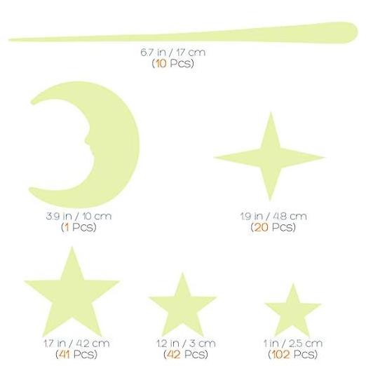 Wonder Stars Super Kit Glow In Dark Ceiling Star Stickers For Home Art Decor Ceiling Wall Decorate