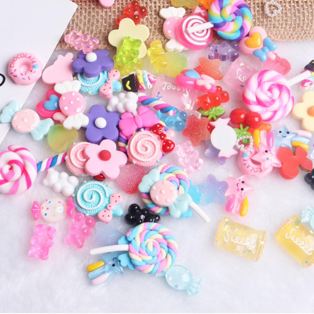 LZY881 30pcs Slime Charms Kawaii Cute Set Mixed Resin Candy Charms For DIY