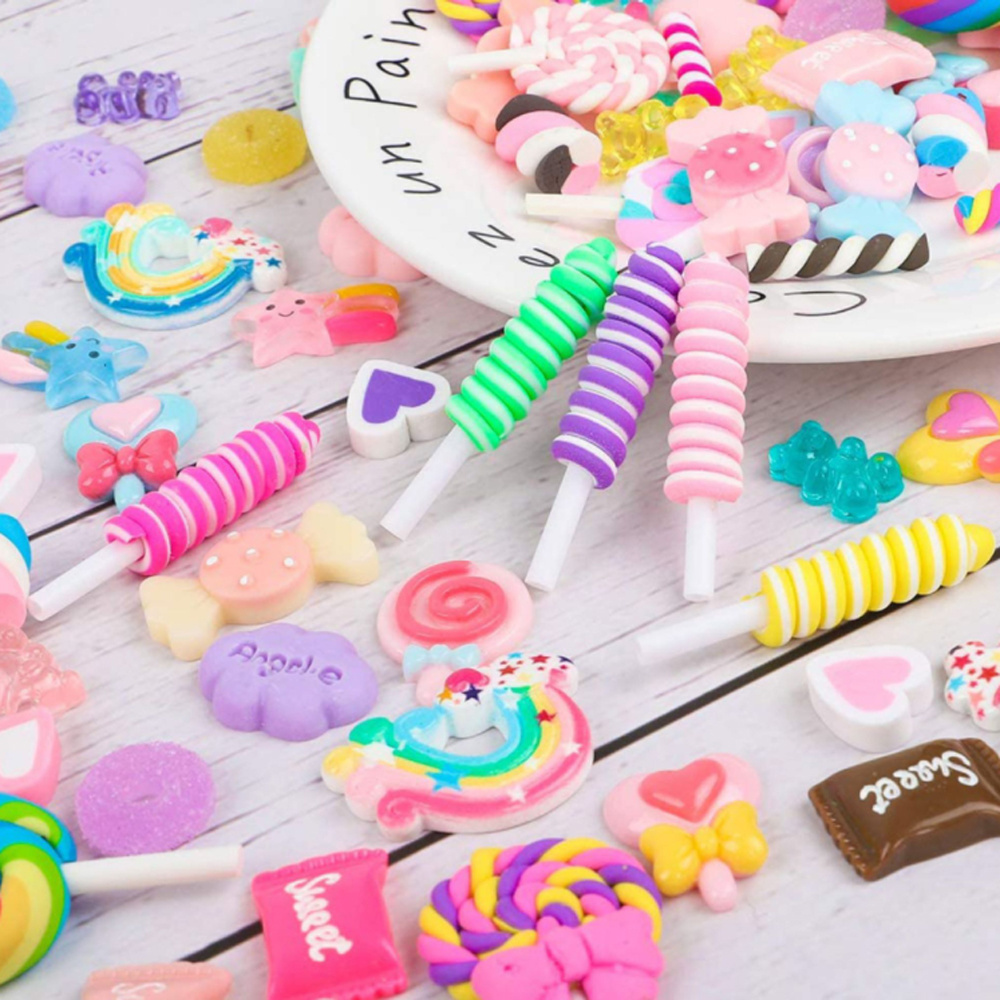 LZY881 30pcs Slime Charms Kawaii Cute Set Mixed Resin Candy Charms For DIY