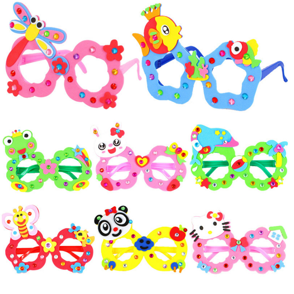 BX475 DIY Mosaic Art Craft Kits 3D Sticker Animal Puzzle Kids EVA Glasses Handmade Cartoon Child