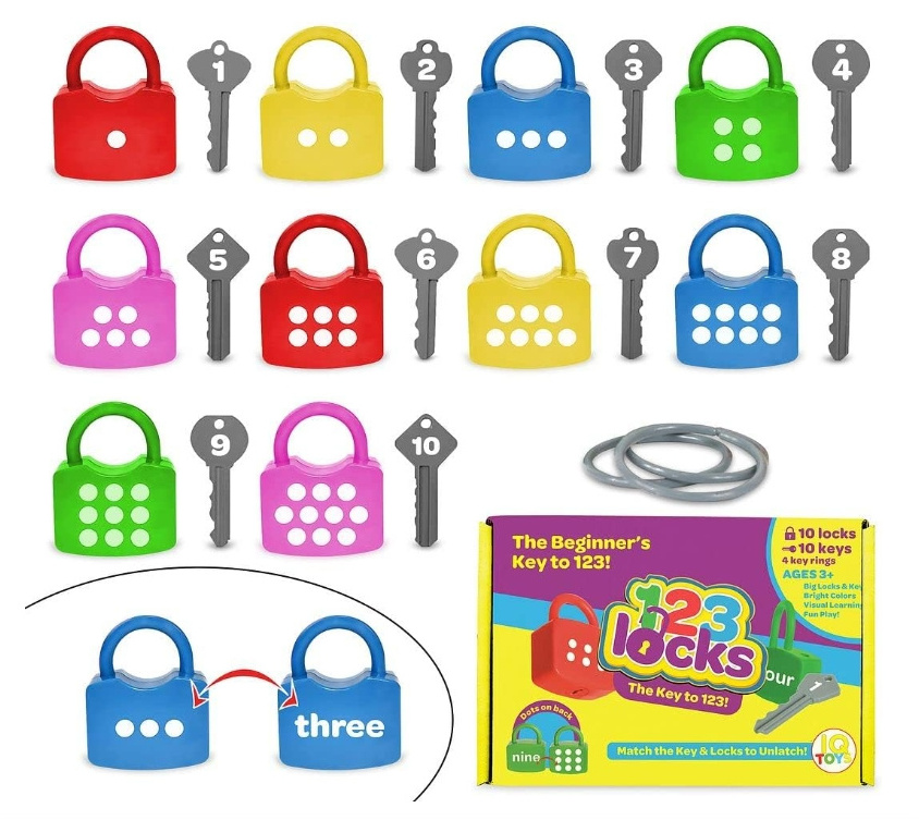 Toys Kids Learning Locks with Keys 123 Dots Numbers Matching and Counting Montessori Educational Toys for Ages 3-5 Boys and Girl