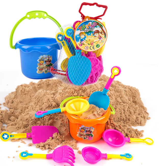 9 pcs Sand Castle Toys for Beach with Waterwheel, Bucket, Shovel, Watering Can and Sand Molds Beach Toys Sand Toys Set for Kids