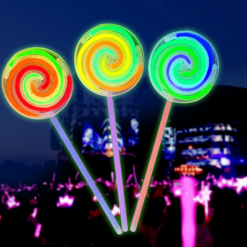 H420  New arrival Glowing lollipop Party Supplies lollipop stick Grow in Dark Easter lighting stick fidget spinner for kids gift