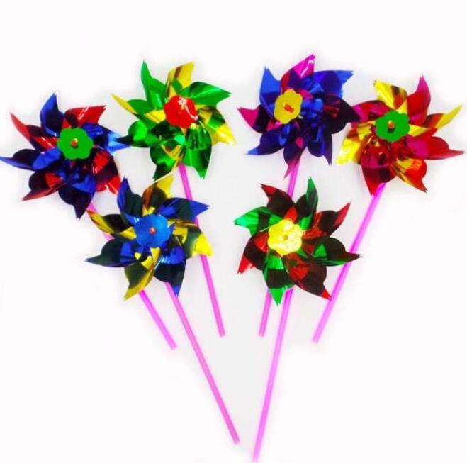 Plastic Rainbow Windmill Party Pinwheels DIY Pinwheel for Kids Toy Garden Party Lawn Decor, Assorted Color