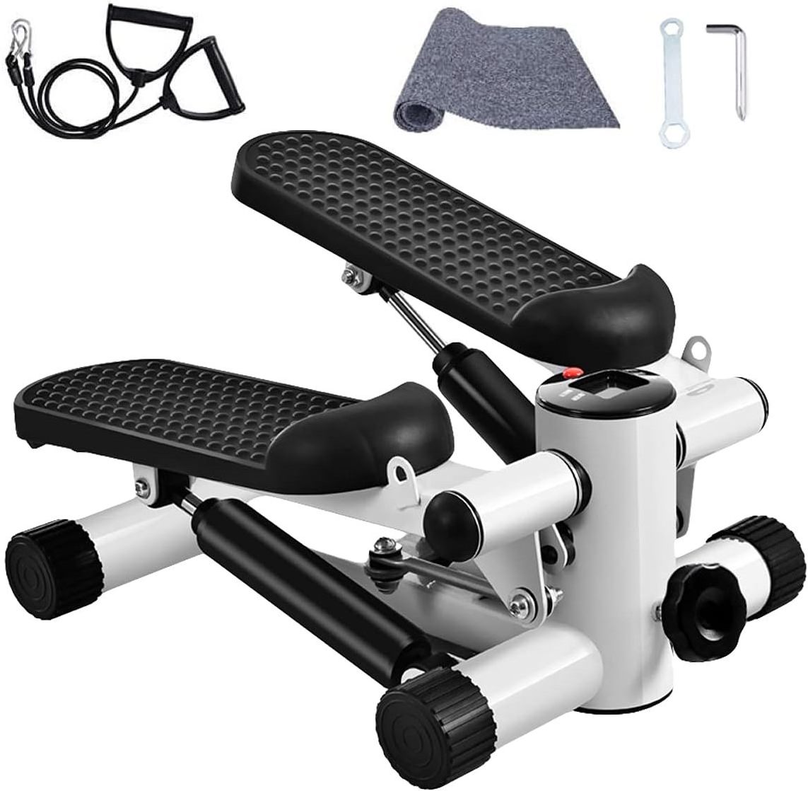 Steppers for Exercise Adjustable Resistance Stair Steppers With Arm Training Bands Portable Home Exercise Equipment