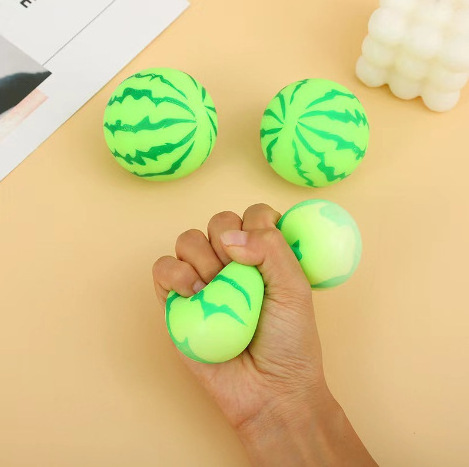 Anxiety Relief Watermelon Shape Squeeze Ball Soft TPR Fruit Stretchy Squeeze Fidget Balls Stress Relief Watermelon Toys For Kids