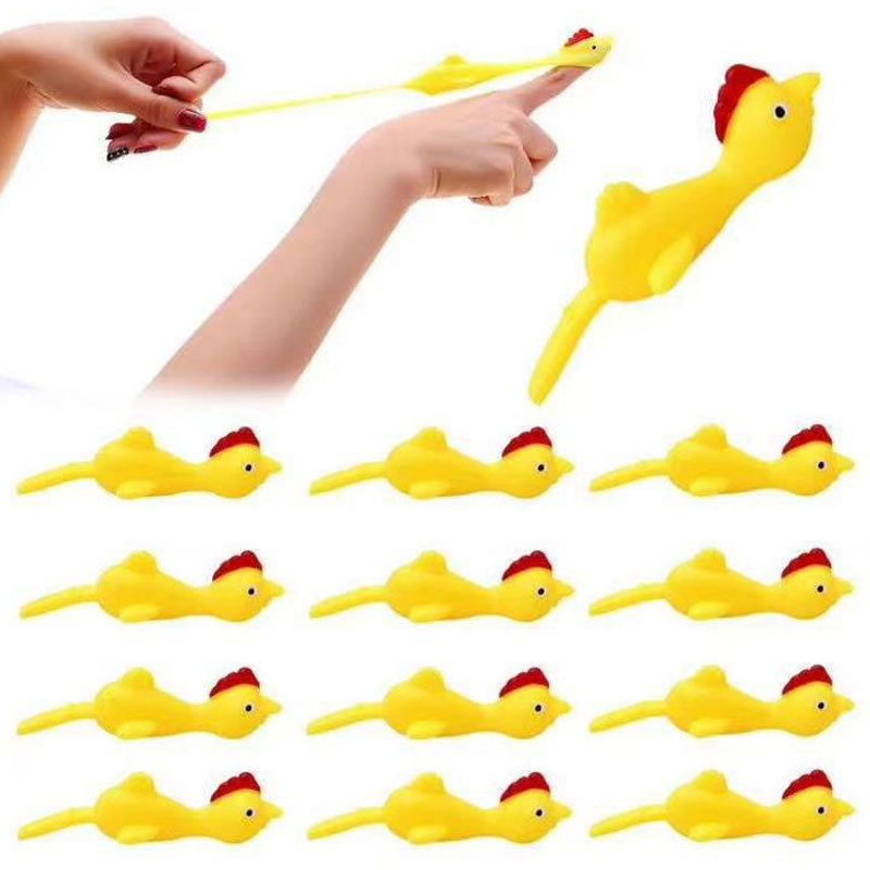 Hot Sale TPR Flying Elastic Turkey Catapult Soft Finger Stretchy Chicken Slingshot Funny Promotional Thanksgiving Children's Toy