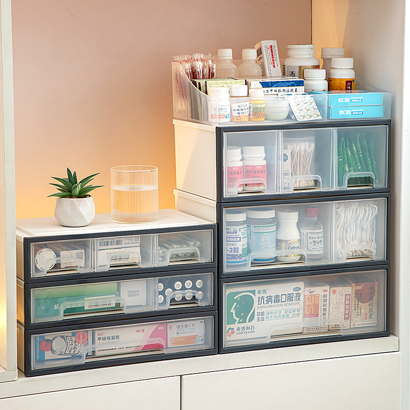 Layered Transparent Drawer Medicine Box Multifunctional Home Medicine Classified Storage box Dustproof and Moisture-Proof