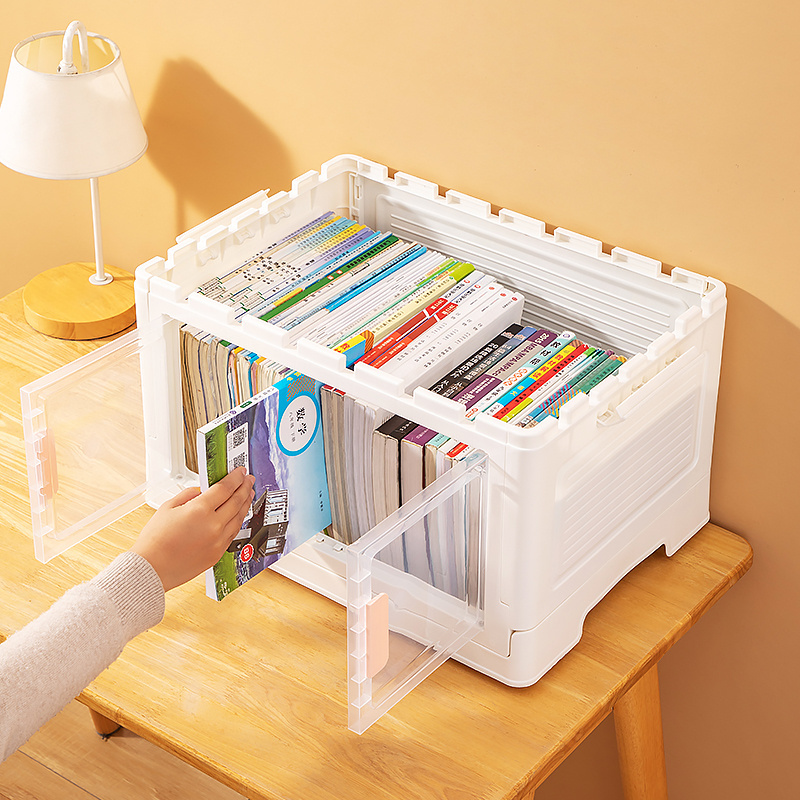 Folding Storage Cabinet doors With Easy Open Door Plastic Storage Boxes Stackable foldable Organizer Sundries Container Box