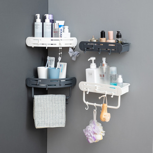 Wall Mounted Bathroom Kitchen Corner Storage Holders & Racks With Hook and Towel Bar