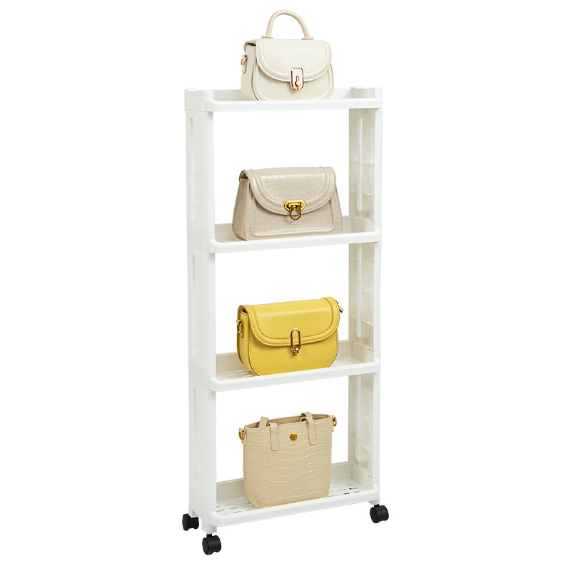 High Quality Plastic Seam Bag Storage Rack for Household Multi-layer Display Shelves with Pulleys