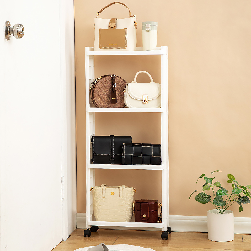 High Quality Plastic Seam Bag Storage Rack for Household Multi-layer Display Shelves with Pulleys