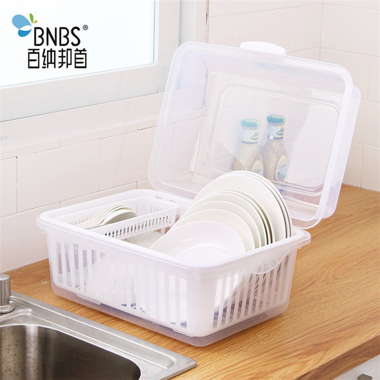 Factory Price Kitchen Plastic Drying Drainer Dish Rack With Cover