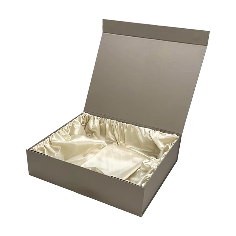 Custom foldable recyclable cardboard boxes with lid foldable rigid box with ribbon handle for wig packaging