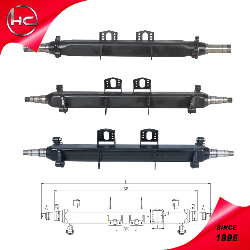 Disc type axle with square axle tube