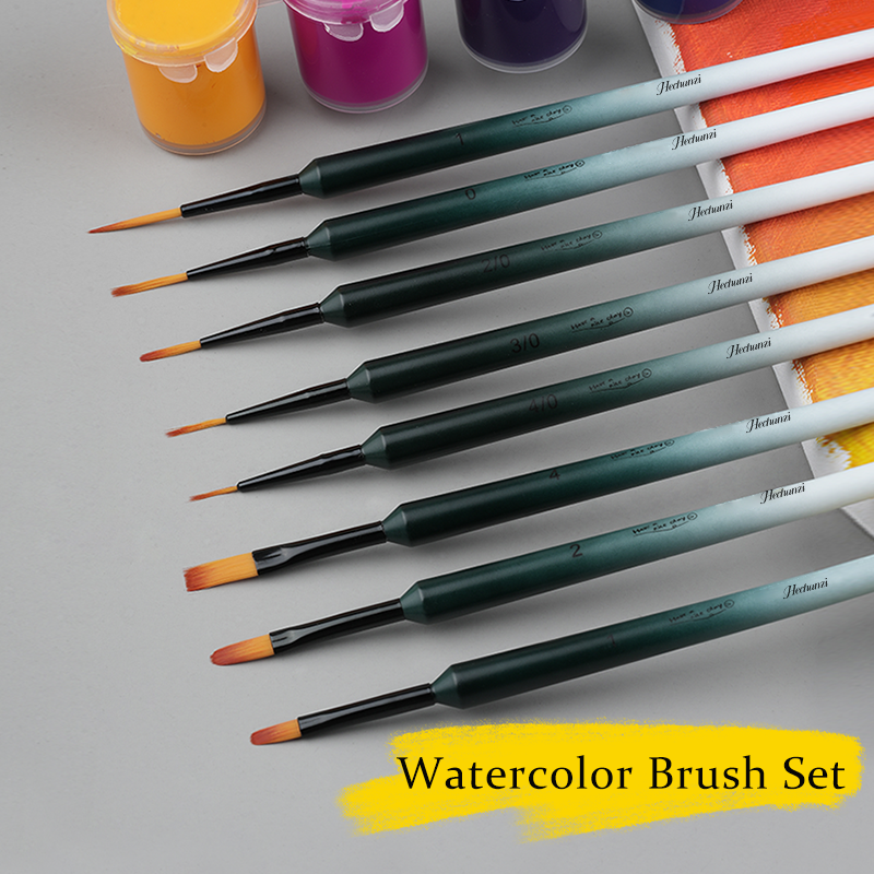 Gradient Acrylic Handle 8 Pieces Paint Brushes Set For Oil Watercolor Acrylic Artist Painting With Nylon Wool Hair