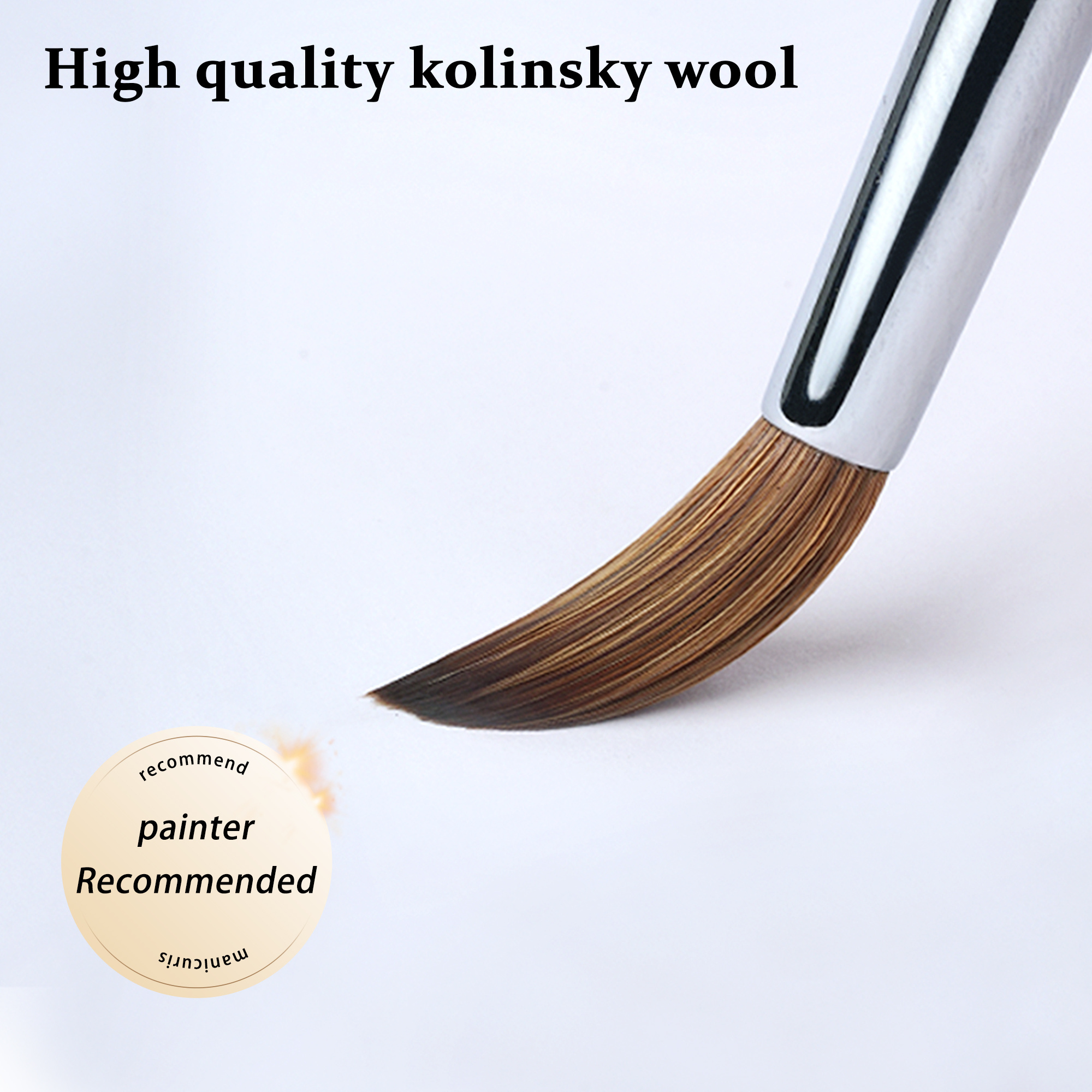 Custom LOGO Black Color Hexagonal Wood Handle Acrylic Nail 100% Kolinsky Brush Art Painting Gel Brush Set Private Labeling