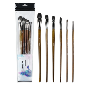 Art Supplier 6 Pieces Oil Art Supplier Artist Paint Brushes For Oil Miniature Painting Synthetic Hair Wooden Handle Kit