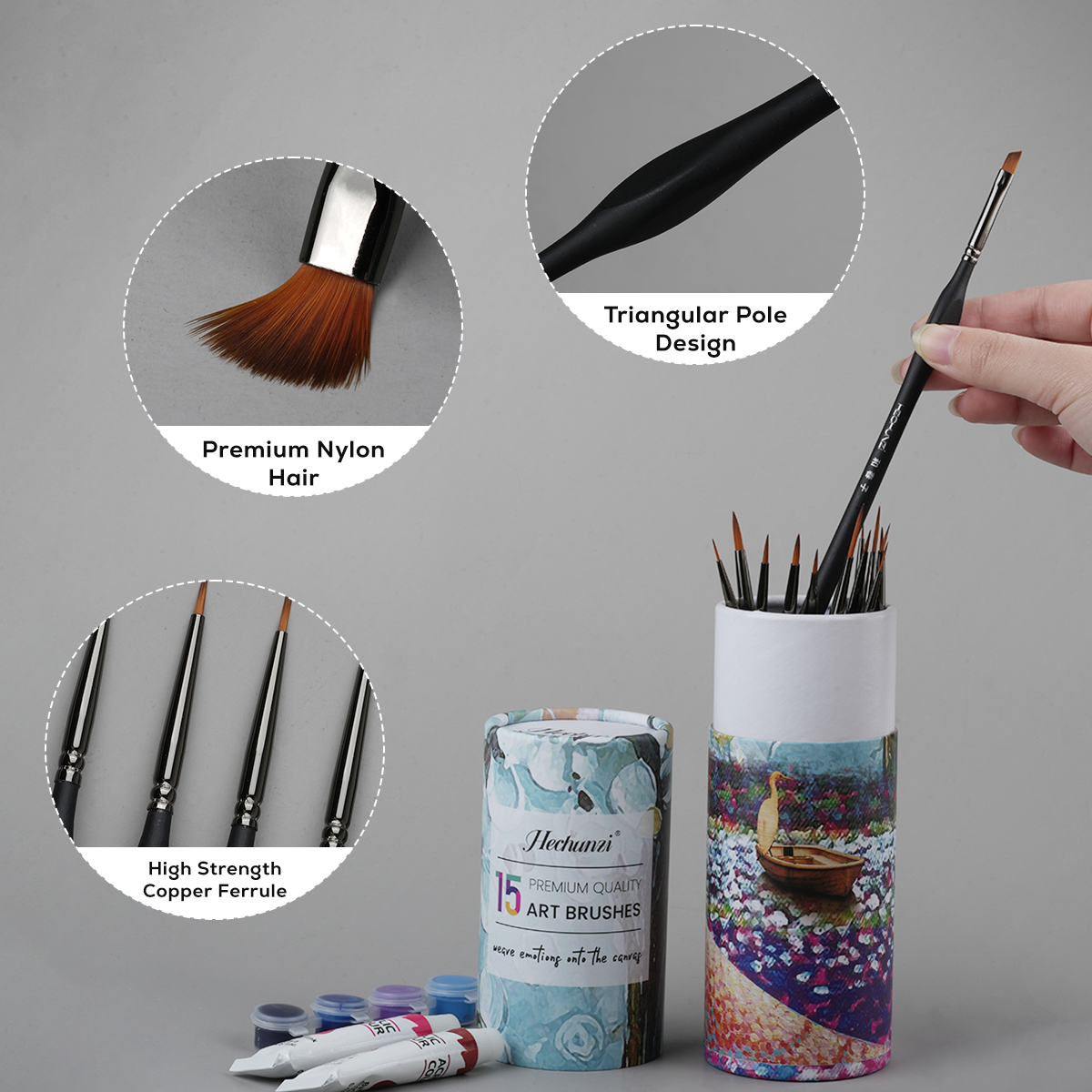 Customized Logo  Mini Detail Paint Brush Sets Nylon hair  Triangular Miniature Face Painting Brushes