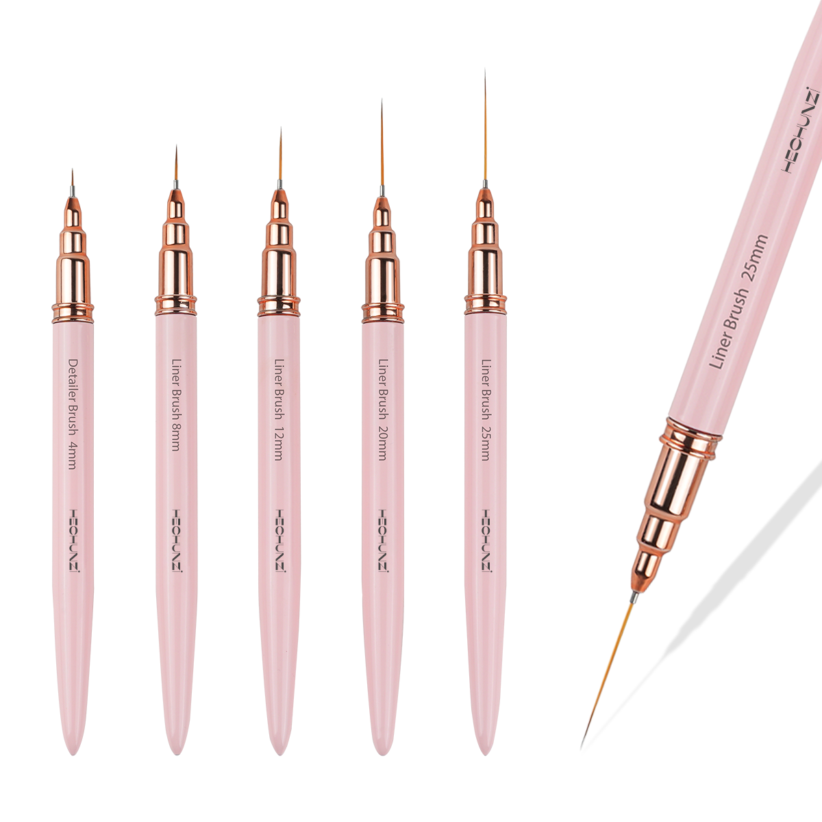 4/8/12/20/25mm Customized Hair Synthetic/Kolinsky Liner Brush Nail Art Extra Fine Nail Art Pink Ultra Thin Liner Nail Brushes