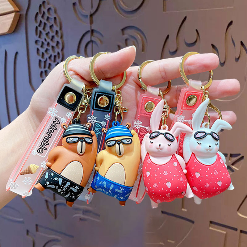 Hecion  Fashion Accessories Store Key Chain Bikini Summer Swimming Suit PVC Doll Key Chain