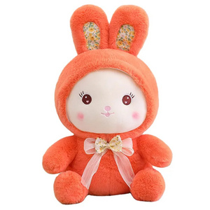 HECION 30cm Orange Candy Rabbit Plush Toy Rabbit With Bow Tie Stuffed Animal Doll