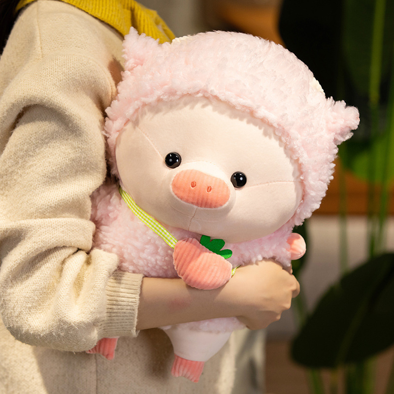 HECION 2024 Valentine's Day Gifts 28/38 cm Transform Pig Plush Toy With Sweater Accessories Soft Stuffed Animal Doll Cute Plushi