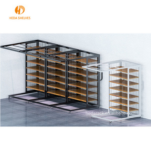 Custom made metal merchandise display shelf with trays