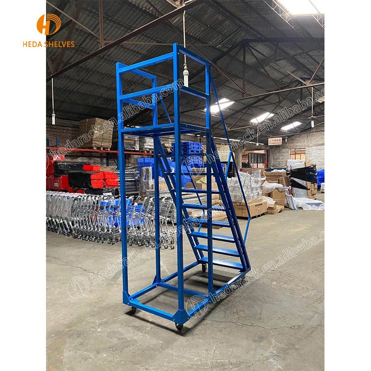 Factory hot selling home use 9 steps folding steel ladders