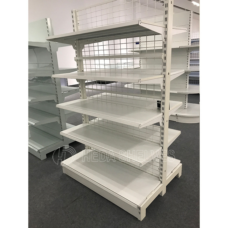 Customized Gandola supermarket racks double side wire mesh rack convenience store gondola shelf