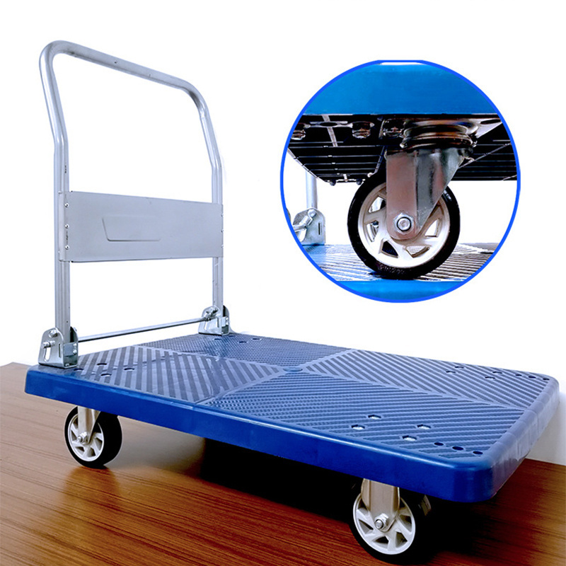 Platform Steel Trolley Folding Flat Warehouse Moving Cart Folding Weight Capacity Folding Dolly Luggage Trolley Flatbed