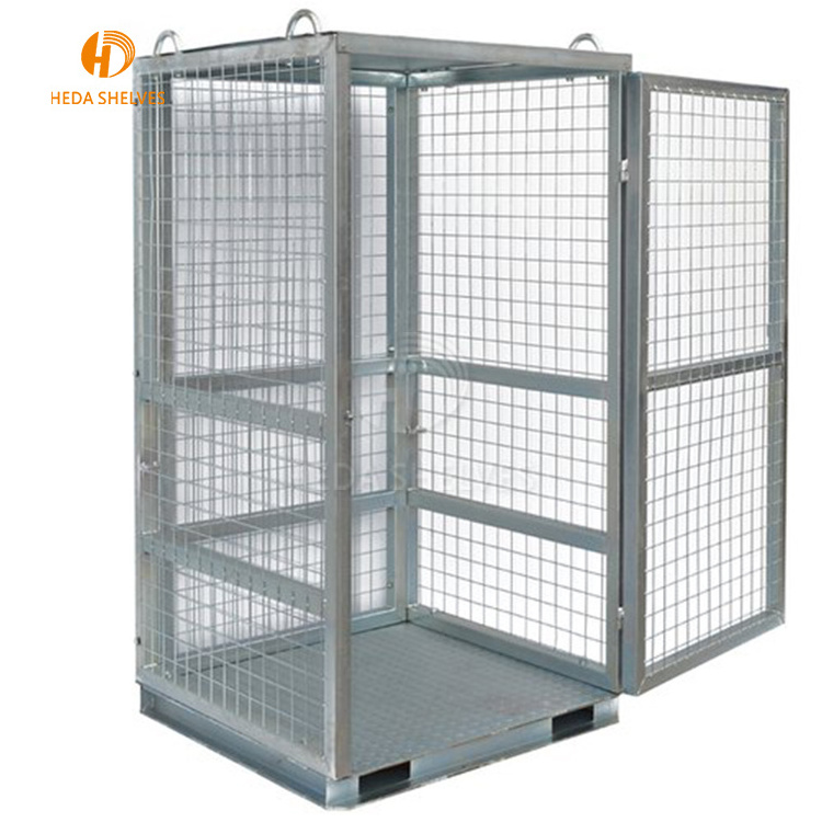 Guangdong supplier heavy duty collapsible steel metal storage pallet mesh cage