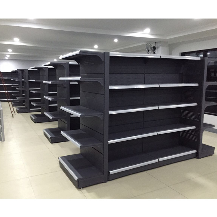 Customized Double Sided Supermarket Shelves Free Standing Gondola Shelving Grocery Store Shelving