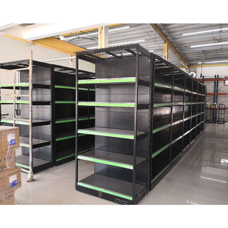 Customized Double Sided Supermarket Shelves Free Standing Gondola Shelving Grocery Store Shelving