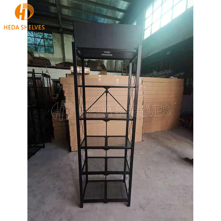 5-tier Mobile Iron Foldable Kitchen Standing Shelving Unit Shelves Metal Storage Folding Pantry Rack With Wheels