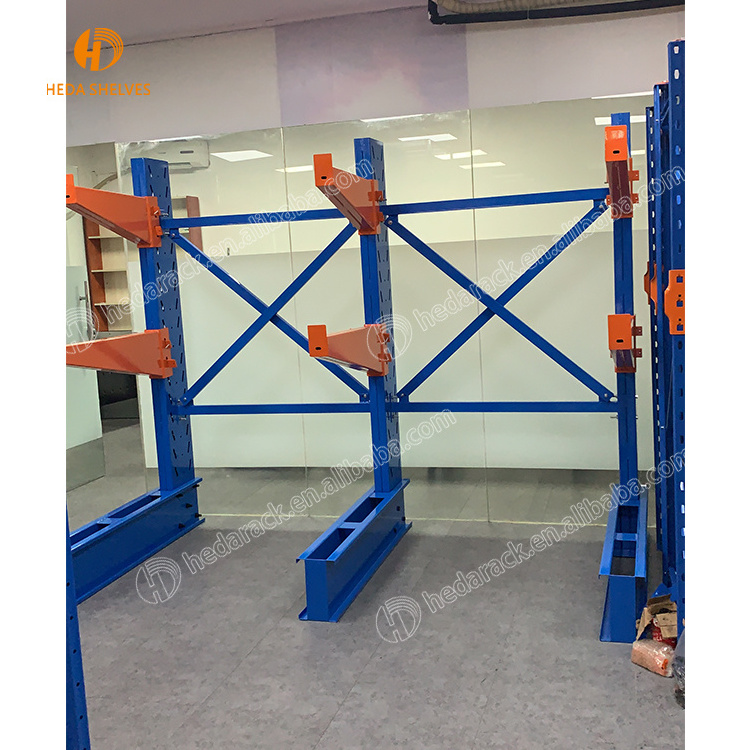 Long bulky storage cantilever rack for furniture, lumber, tubing, textiles