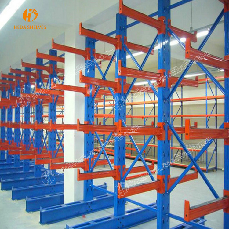 Long bulky storage cantilever rack for furniture, lumber, tubing, textiles