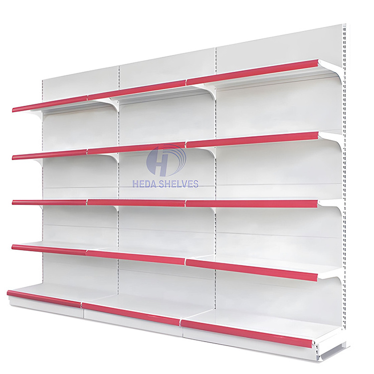 Heda Store Double Sided Adjustable Supermarket Shelves Supermarket Gondola Wall-To-Wall Shelves Shelves For Retail Store