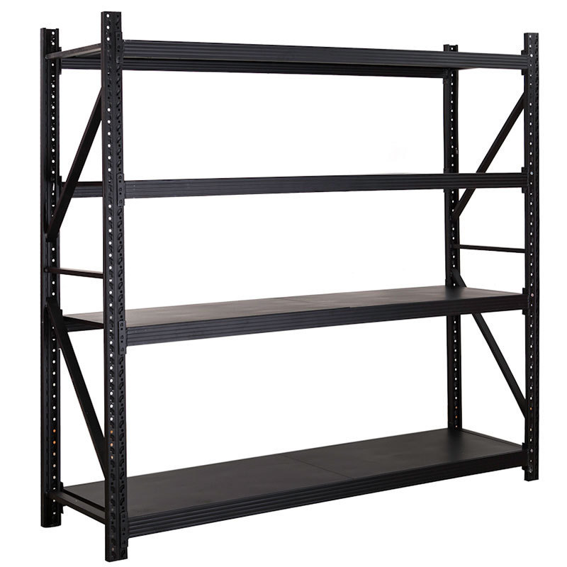 Custom Heavy Duty Shelving 300 Kg layer Garage Black 4 Tier Warehouse Storage Metal Stacking Shelf Rack for Warehouse