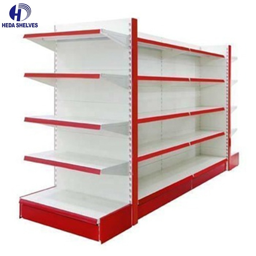 Customized New Designed Combined Grocery Gondola Shelf Display Racks Supermarket with strong supermarket shelves