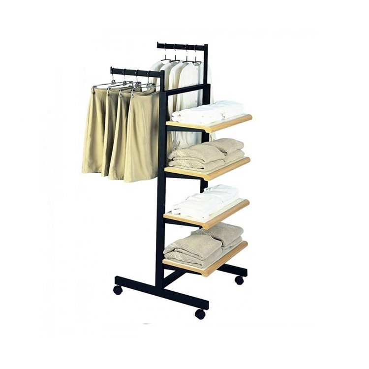 Lady Boutique Store Furniture Standing Wall Shelves Clothing Display Stand Rack